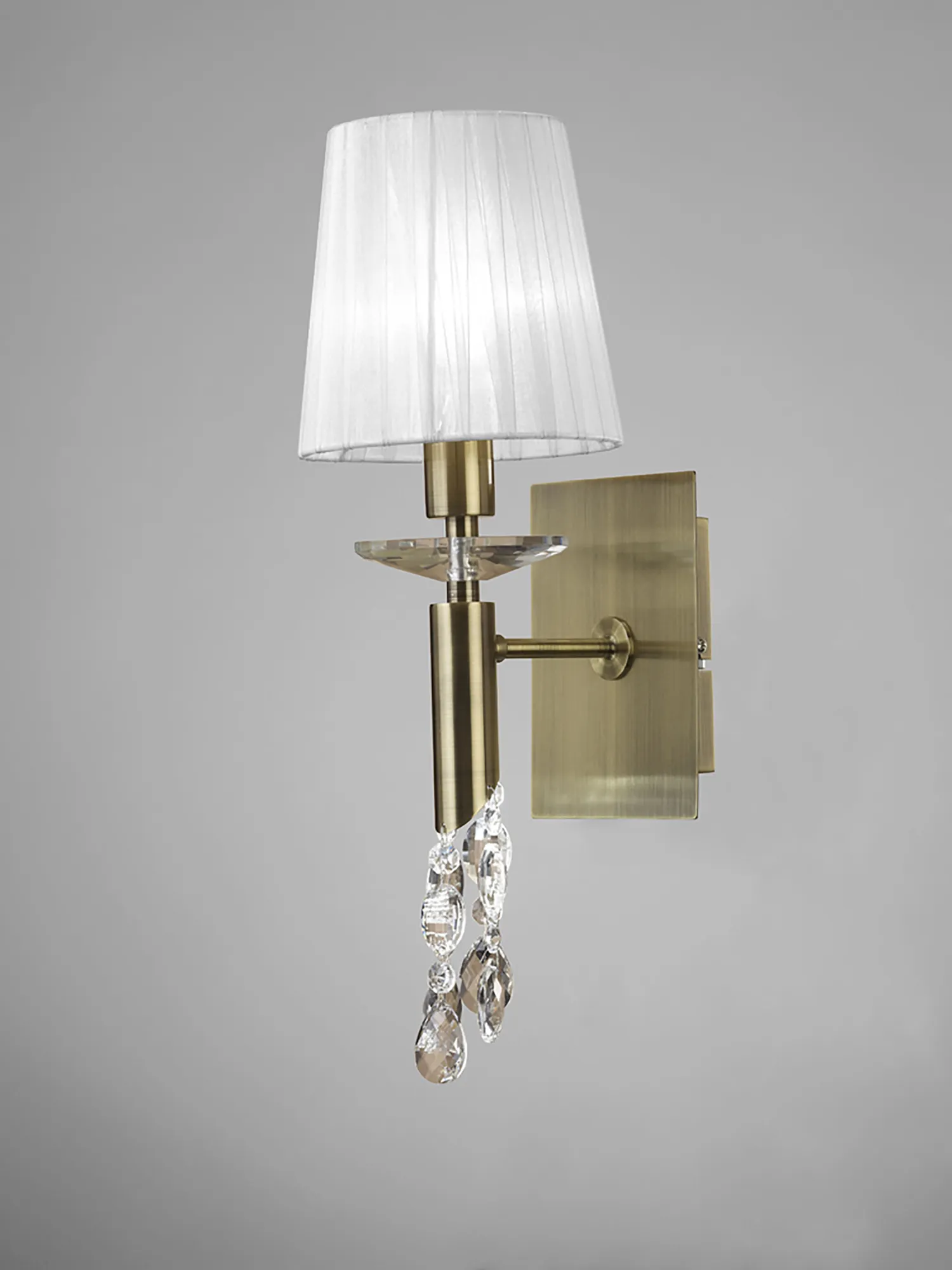 Tiffany Antique Brass-White Crystal Wall Lights Mantra Shaded Wall Lights